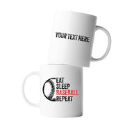 Personalized Eat Sleep Baseball Repeat Customized Ceramic Mug 11 oz White - Panvola