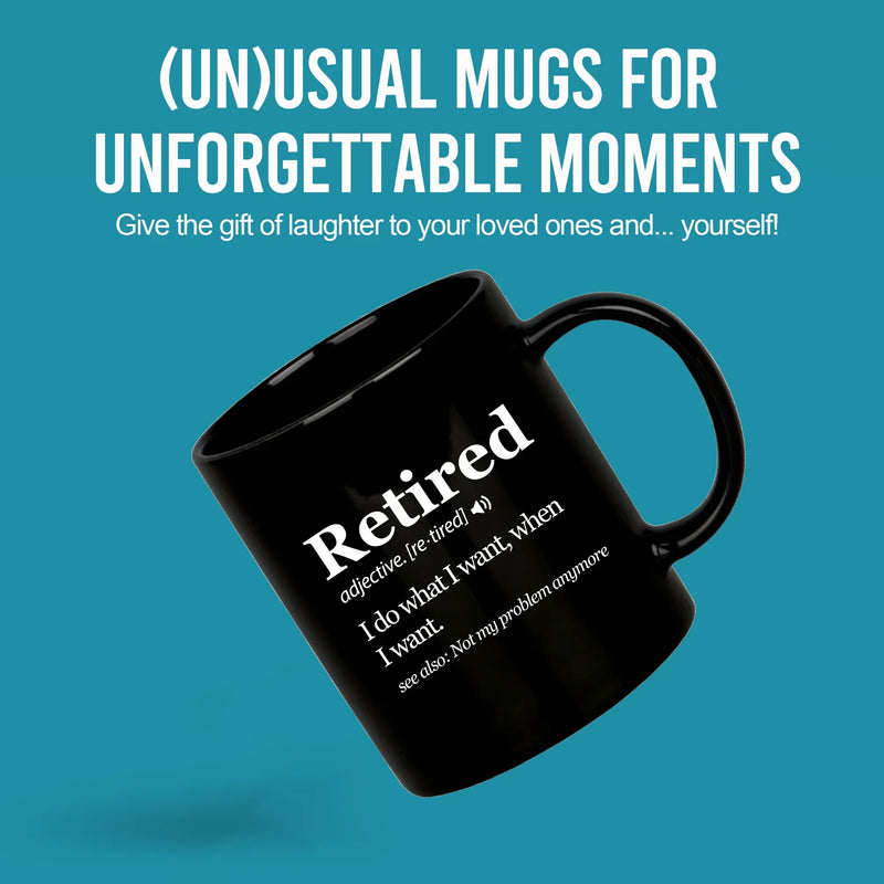 Retired Definition Mug Retirement Gift Ceramic Mug 11 oz Black - Panvola