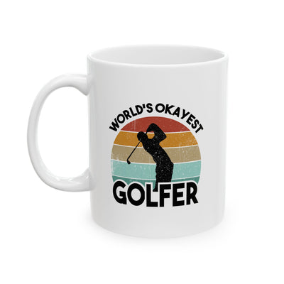 Personalized World's Okayest Golfer Ceramic Mug 11 oz White