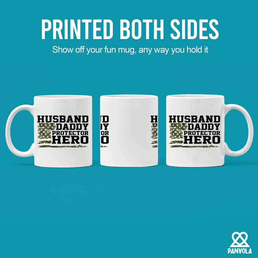 Husband. Daddy. Protector. Hero Ceramic Mug 11 oz White, image 3 of 5