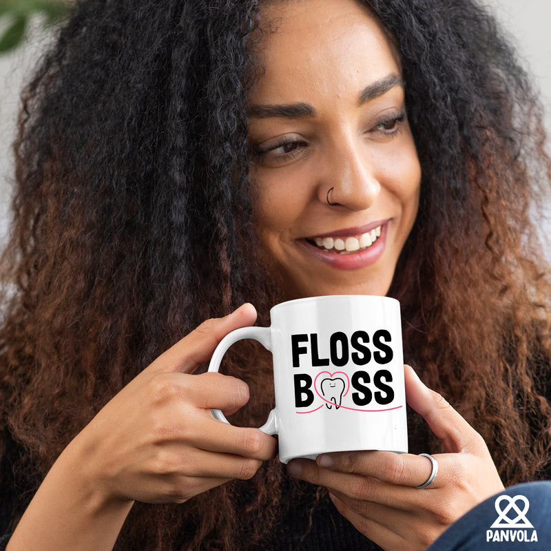 Floss Boss Dentist Ceramic Mug 11oz White.