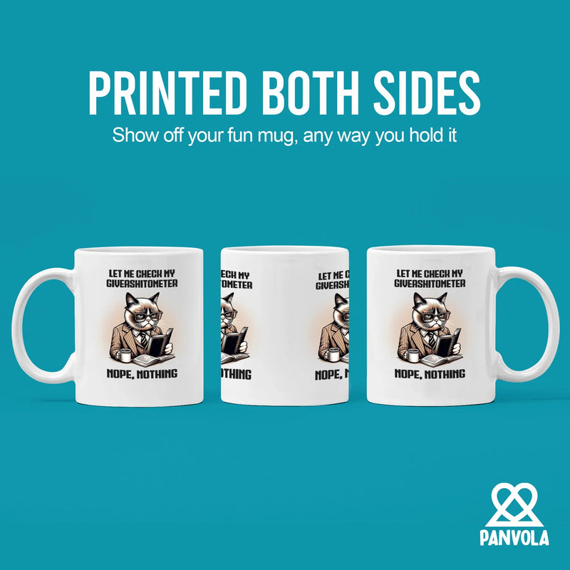 Let Me Check My Giveashitometer Ceramic Mug 11 oz White - Panvola
