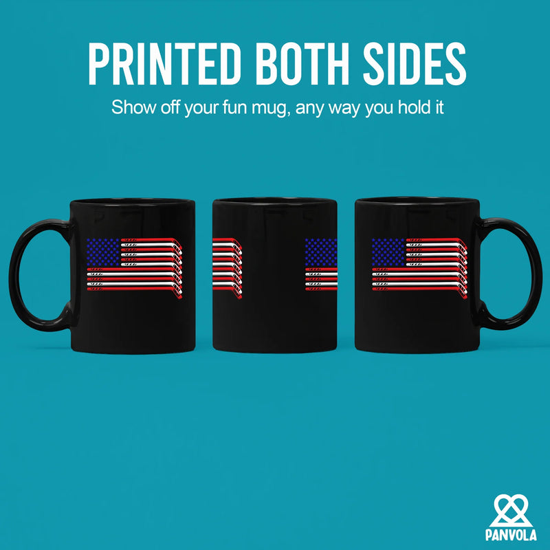 Hockey Stick USA Flag Ceramic Mug 11 oz White - Panvola
