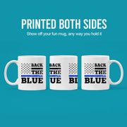 Back The Blue Ceramic Mug 11 oz White - Panvola