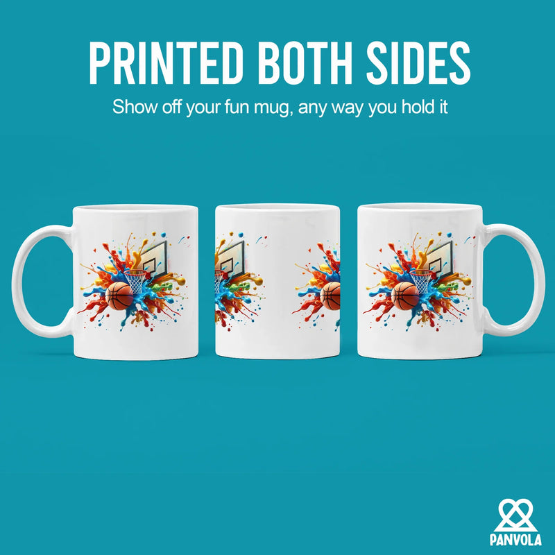 Basketball Tie Dye Color Splash Ceramic Mug 11 oz White - Panvola