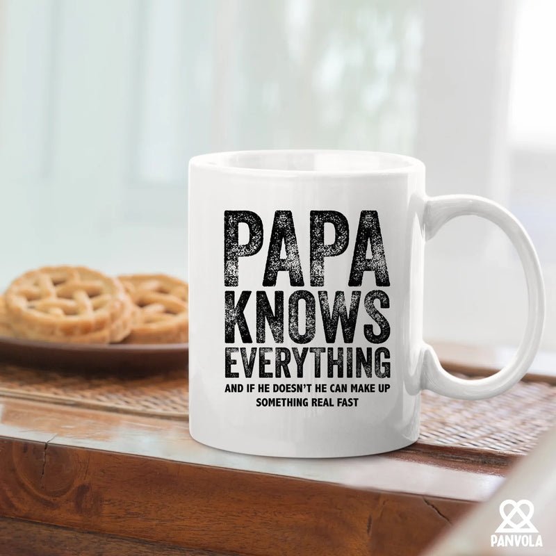 Papa Knows Everything Fathers Gift Ceramic Mug 11oz White - Panvola
