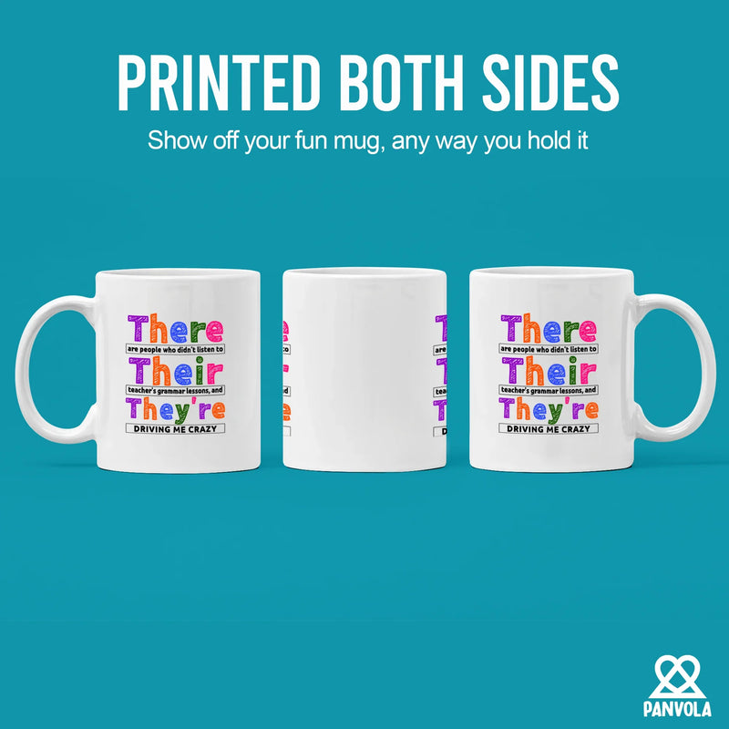 There Their They're English Ceramic Mug 11 oz White - Panvola