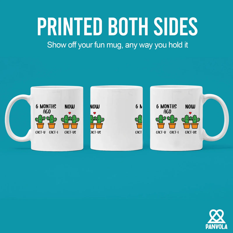 6 Month Anniversary Cactus Ceramic Mug 11 oz White - Panvola