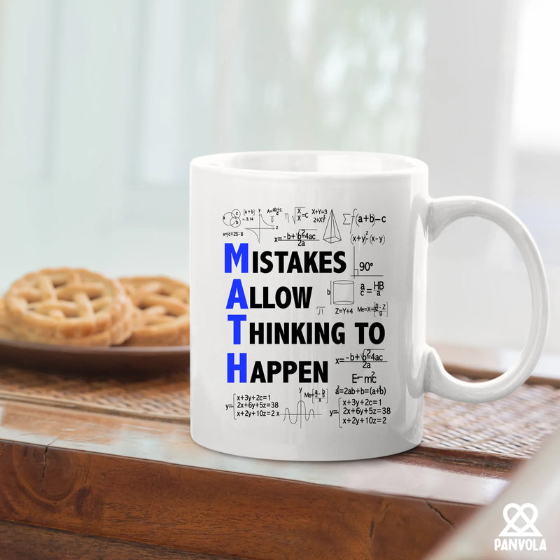 Mistakes Allow Thinking to Happen Math Teacher Gifts Ceramic Mug 11 oz White - Panvola