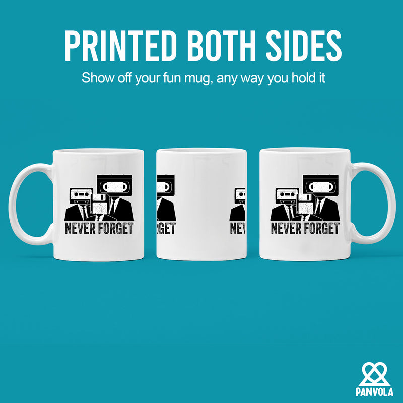 Never Forget Cassette Tape VHS Ceramic Mug 11 oz White.