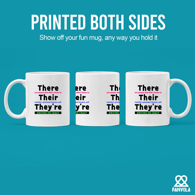 There Their They're  Grammar Ceramic Mug 11 oz White - Panvola