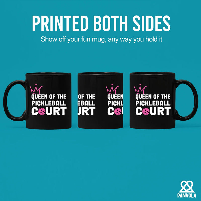 Queen of the Pickleball Court Ceramic Mug 11 oz Black - Panvola