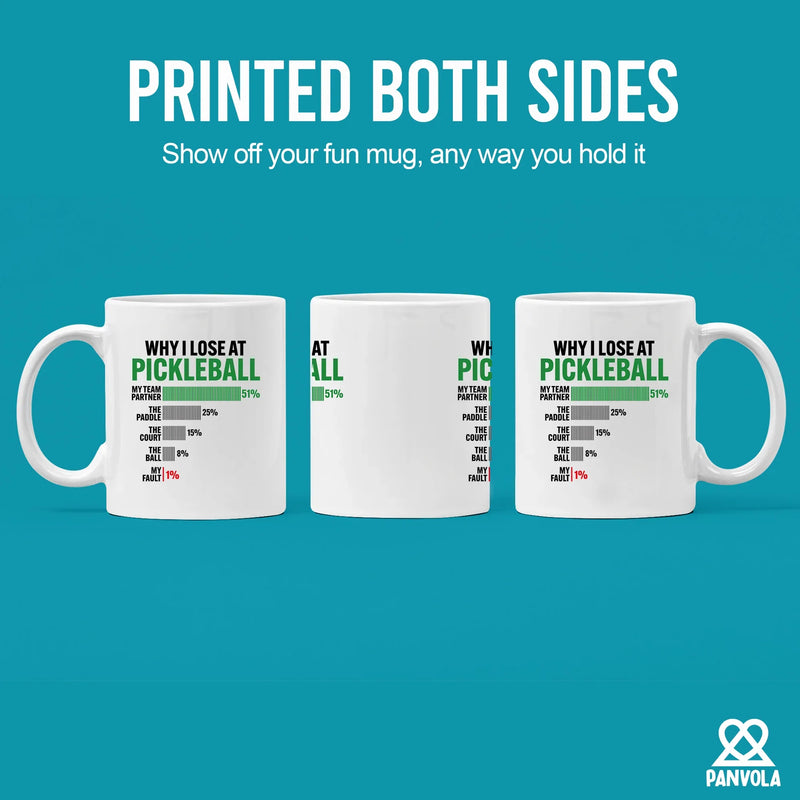 Why I Lose at Pickleball Ceramic Mug 11 oz White - Panvola