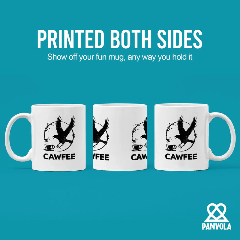 Cawfee Funny Crow Mug Ceramic Mug 11 oz White - Panvola