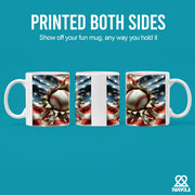 3D Baseball Crack Hole American Flag Ceramic Mug 11 oz White - Panvola