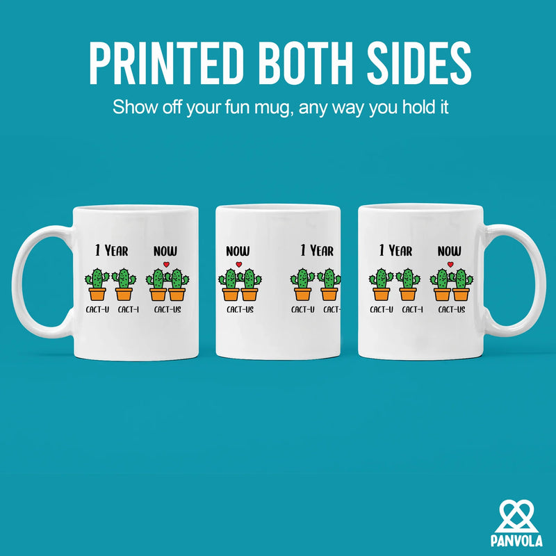 1 Year Cact-U Cact-I Cactus Ceramic Mug 11 oz White - Panvola
