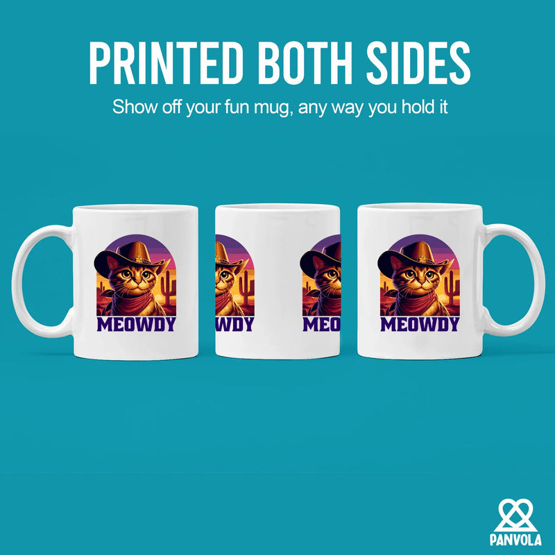 Meowdy Ceramic Mug 11 oz White - Panvola