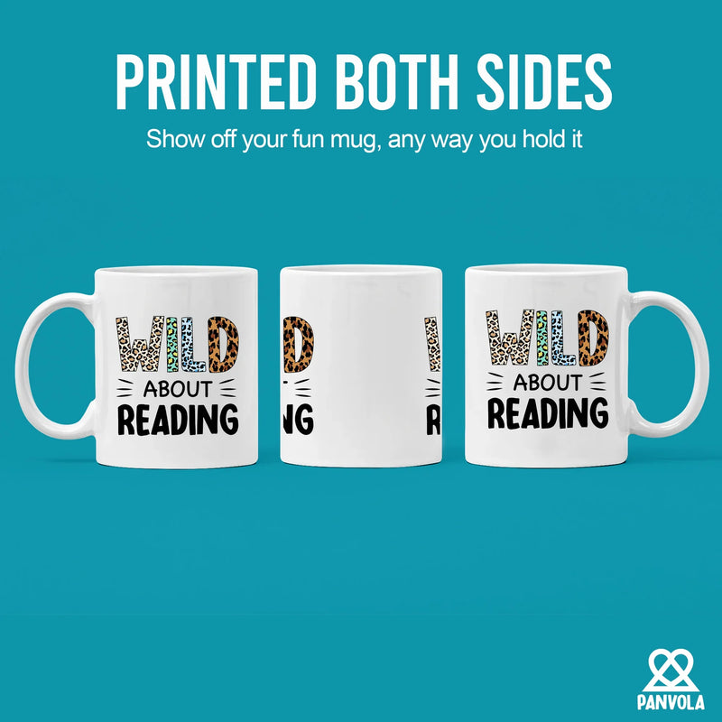 Wild About Reading Ceramic Mug 11 oz White - Panvola