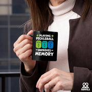 Playing Pickleball Improves Memory Ceramic Mug 11 oz Black - Panvola