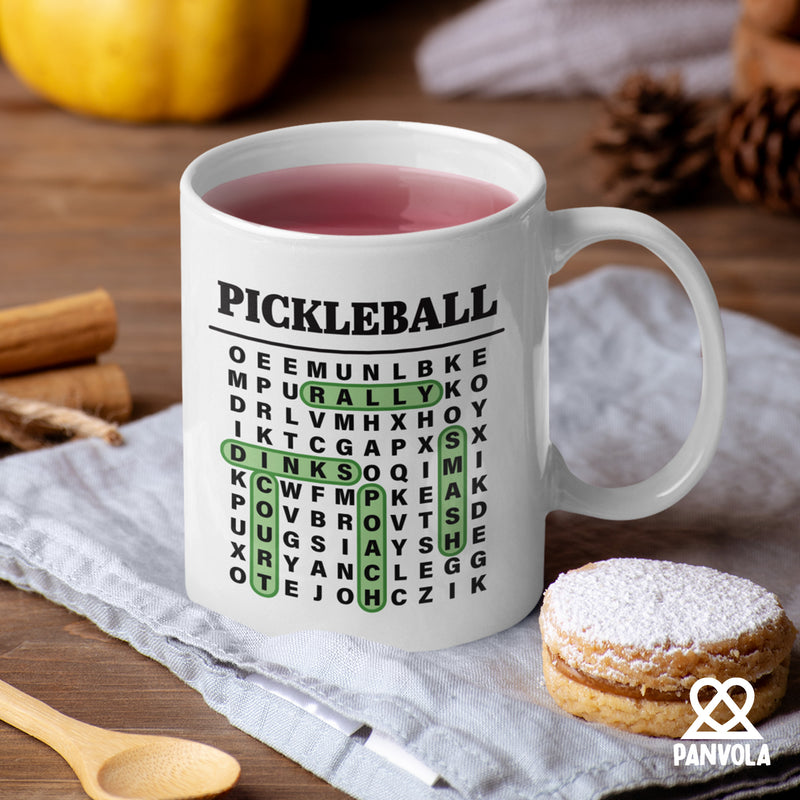 Crossword Pickleball Ceramic Mug 11 oz White