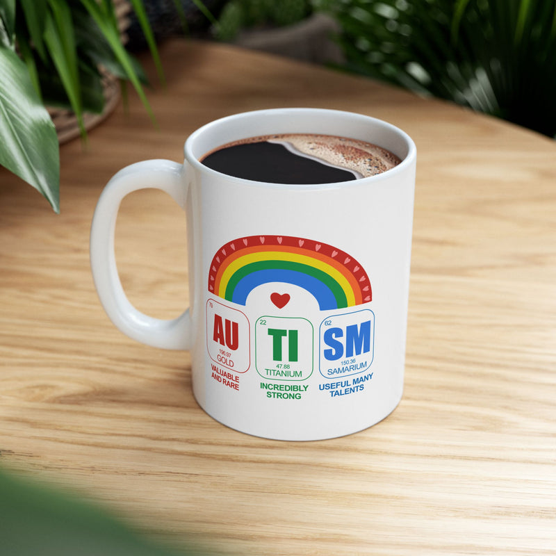 Personalized Autism Awareness Elements Periodic Table Customized Ceramic Mug 11 oz White