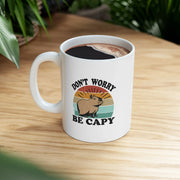 Personalized Don't Worry Be Capy Ceramic Mug 11 oz White - Panvola