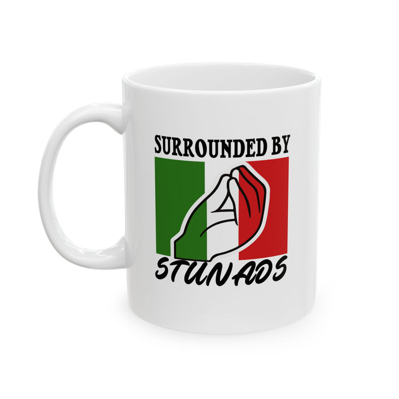 Personalized Surrounded By Stunads Customized Ceramic Mug 11 oz White.