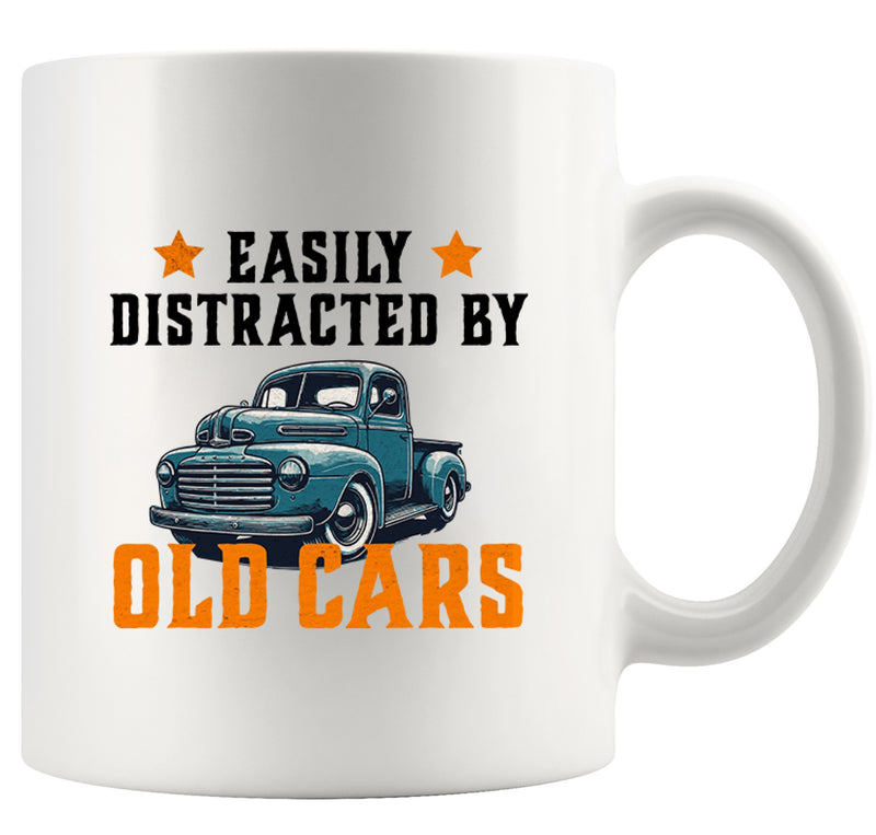 Easily Distracted By Old Cars Ceramic Mug 11 oz White