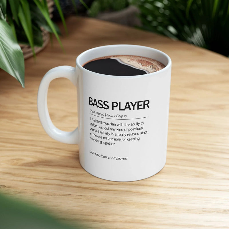 Personalized Bass Player Definition Ceramic Mug 11 oz White - Panvola
