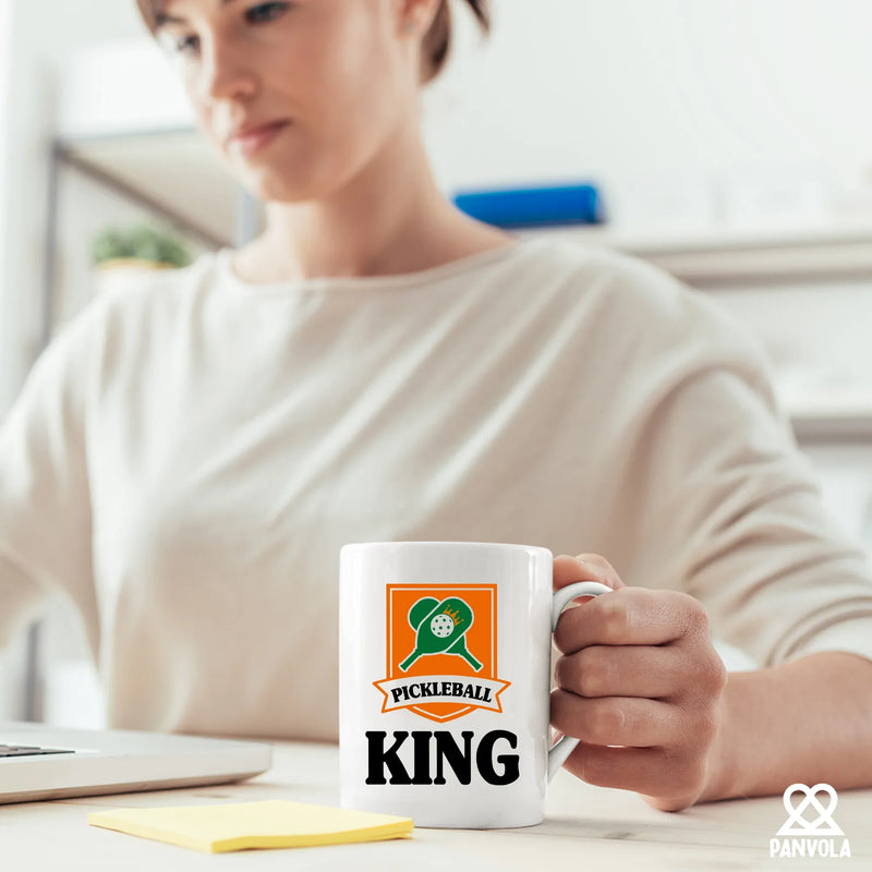 Pickleball King Ceramic Mug 11 oz White - Panvola