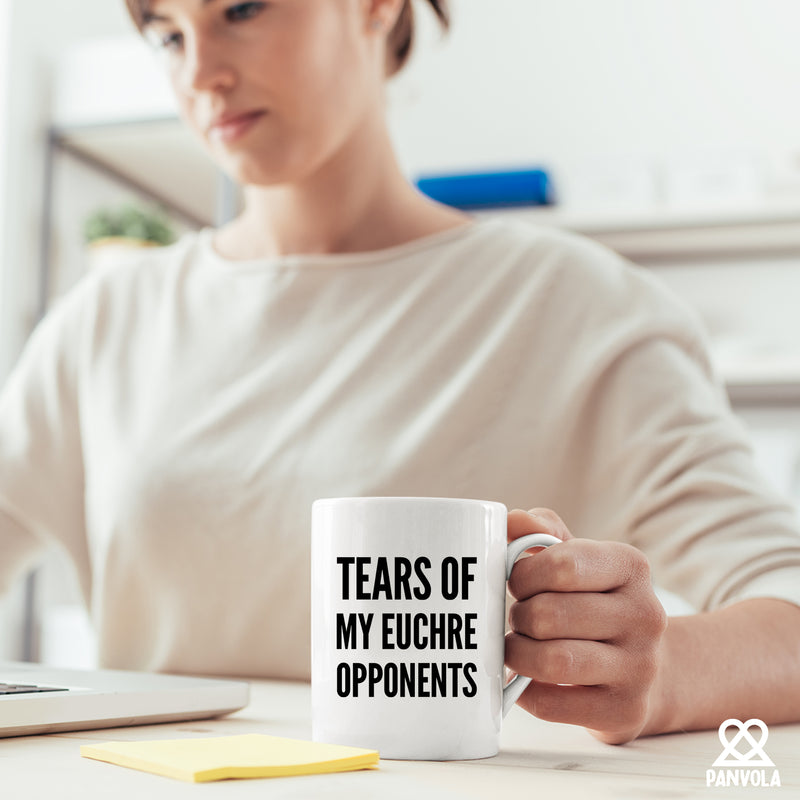 Tears of My Euchre Opponents Ceramic Mug 11 oz White