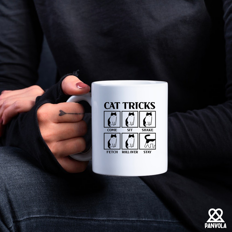 Cat Tricks Ceramic Mug 11 oz White