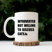 Introverted But Willing To Discuss Cats Ceramic Mug 11 oz White - Panvola