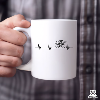 Cycling Heartbeat Ceramic Mug 11 oz White