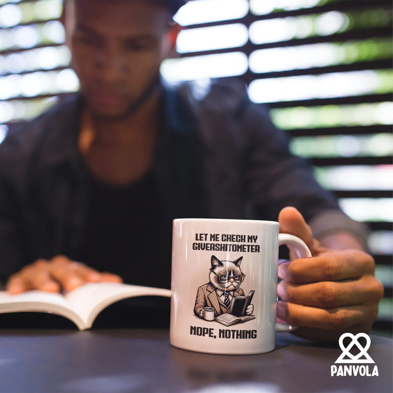 Let Me Check My Giveashitometer Ceramic Mug 11 oz White - Panvola