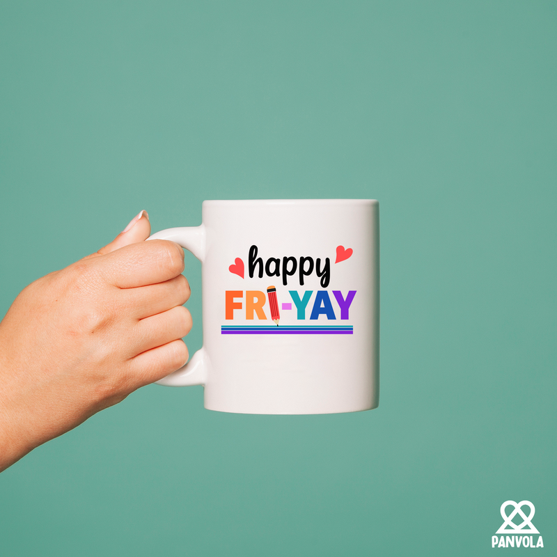 Happy Fri-Yay Ceramic Mug 11 oz White.