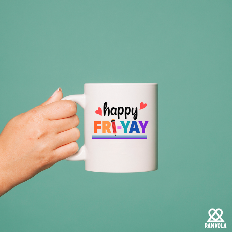 Happy Fri-Yay Ceramic Mug 11 oz White