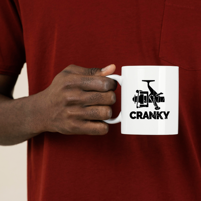 Cranky Fishing Ceramic Mug 11 oz White