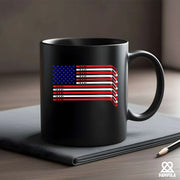 Hockey Stick USA Flag Ceramic Mug 11 oz White - Panvola
