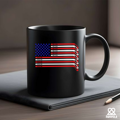 Hockey Stick USA Flag  Ceramic Mug 11 oz White