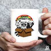 Adopt A Street Cat Ceramic Mug 11 oz White - Panvola