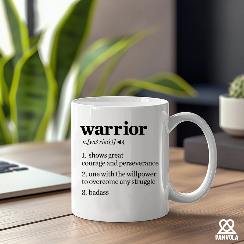 Warrior Definition Ceramic Mug 11 oz White.