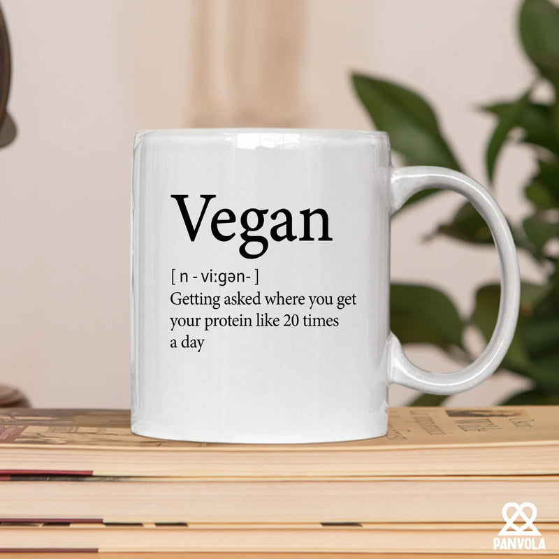Vegan Definition Mug Ceramic Cup 11 oz White - Panvola