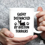 Easily Distracted By Boston Terriers Ceramic Mug 11 oz White - Panvola