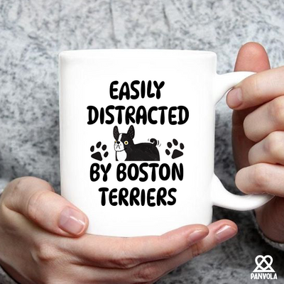 Easily Distracted By Boston Terriers Ceramic Mug 11 oz White