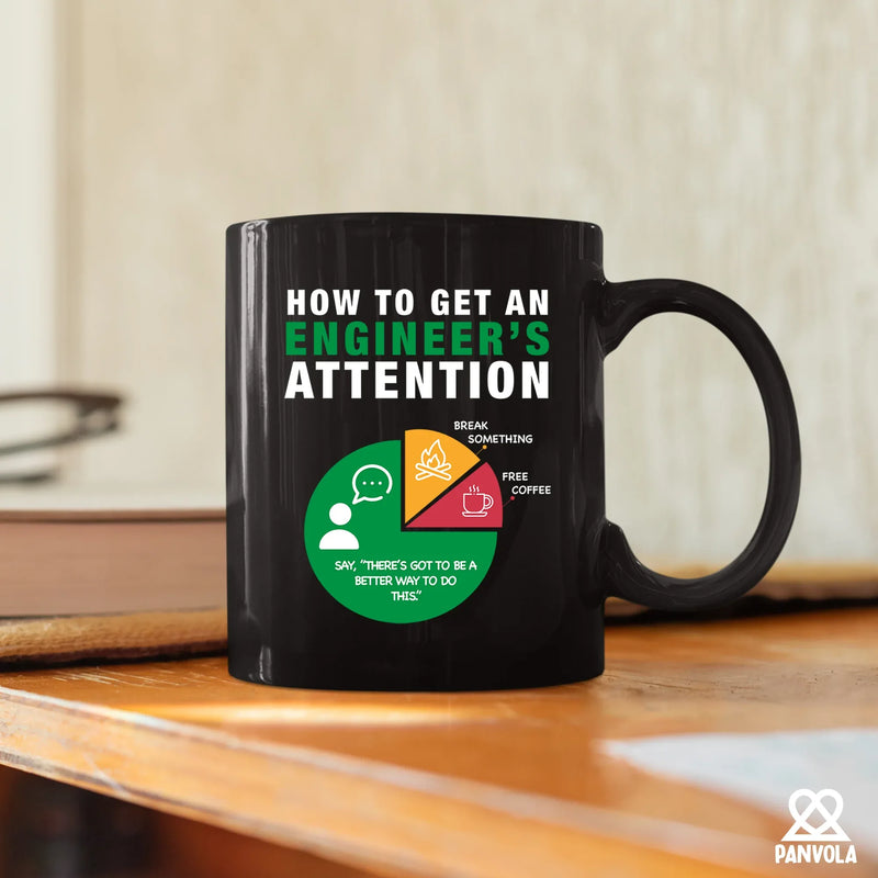 How To Get An Engineer's Attention Ceramic Mug 11 oz Black - Panvola
