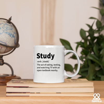 Study Definition Mug Ceramic Coffee Cup 11 oz White