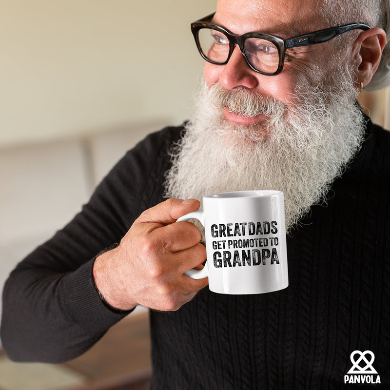 Great Dads Get Promoted to Grandpa Ceramic Mug 11oz White.