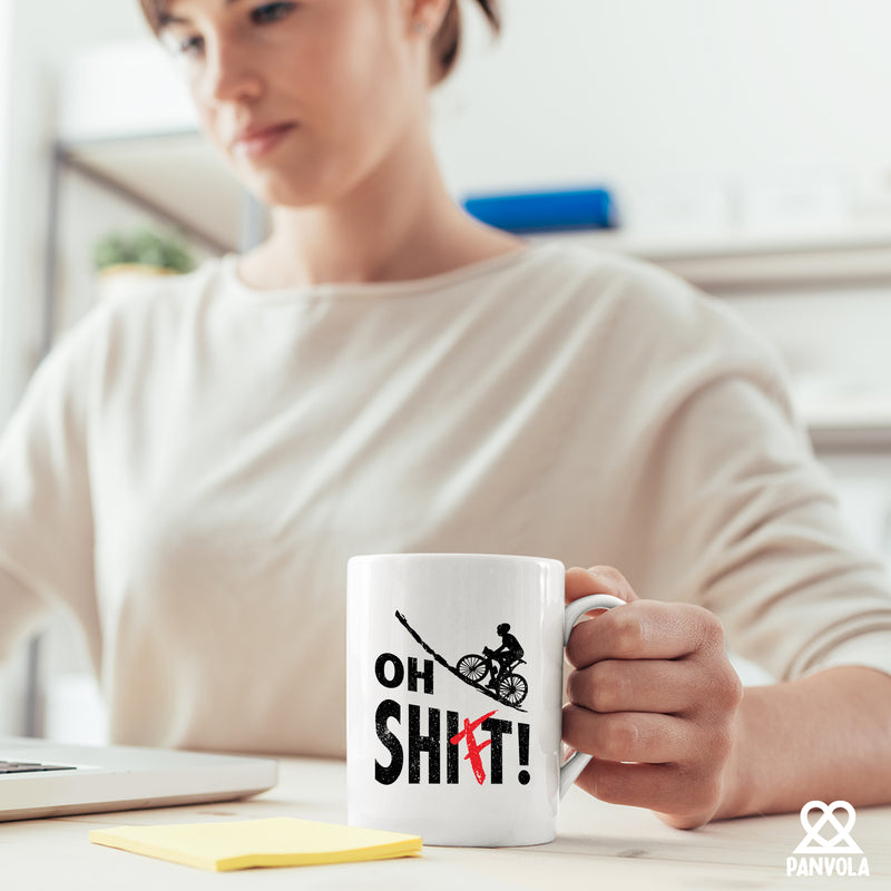 Oh Shift Biker Gifts Ceramic Mug 11oz White.