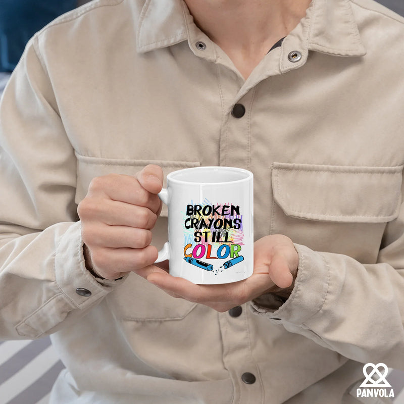 Broken Crayons Still Color Ceramic Mug 11 oz White - Panvola